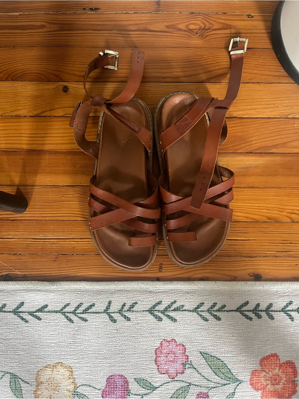 ALOHAS Brown Leather Strappy Ankle Sandals